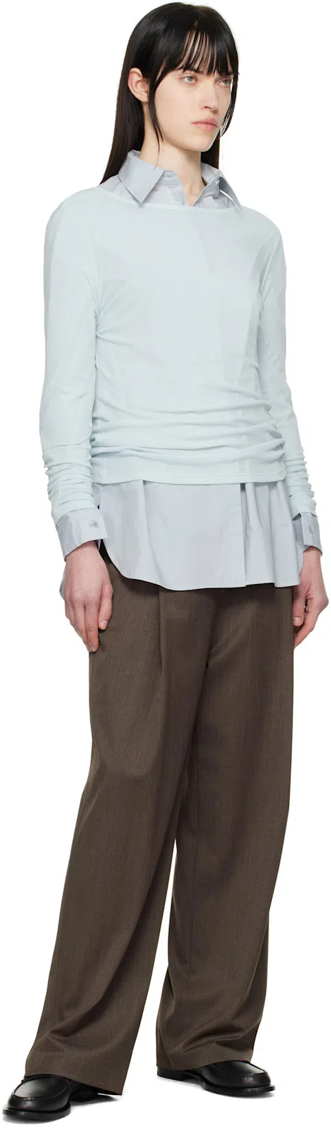 AMOMENTO Pleat-detail Trousers In Brown