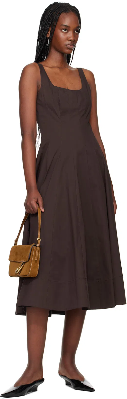 STAUD Wells Poplin Dress In Black