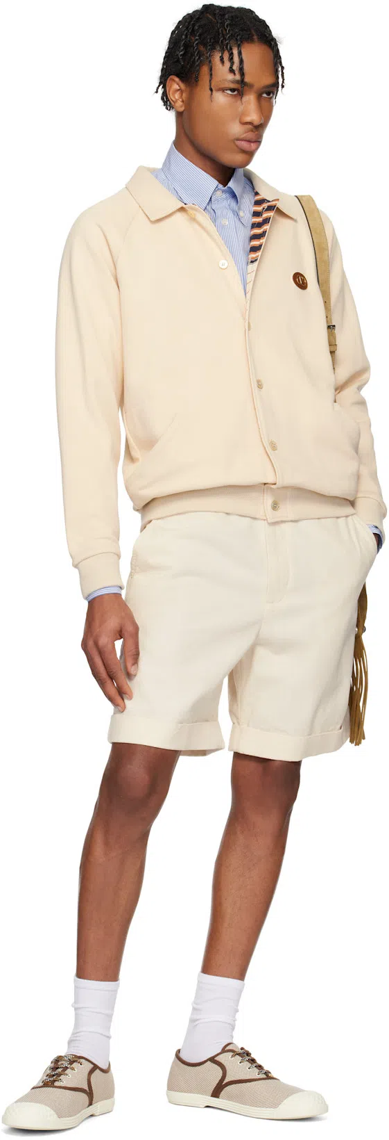 VALENTINO Blue & White Vlogo Embroidered Cotton Shirt In Riga Azzurra E Bianc