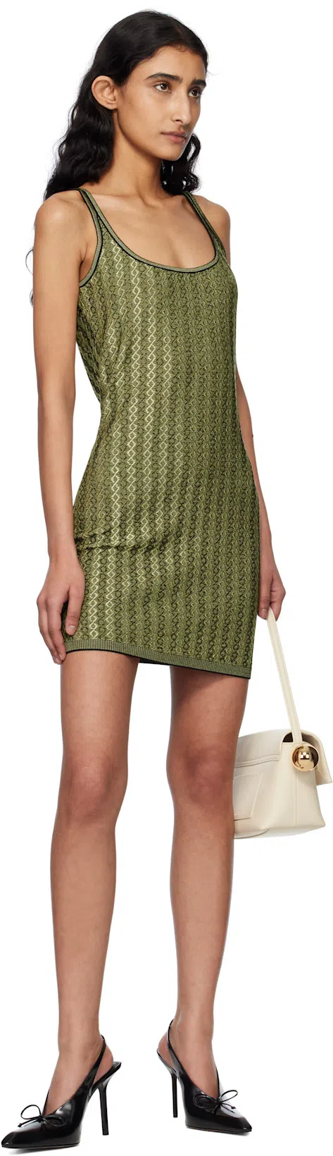 JACQUEMUS La Robe Marino Patterned Knitted Mini Dress In Noir