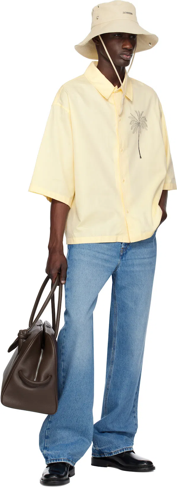 JACQUEMUS Denim Trousers Featuring Belt Loops In Blue