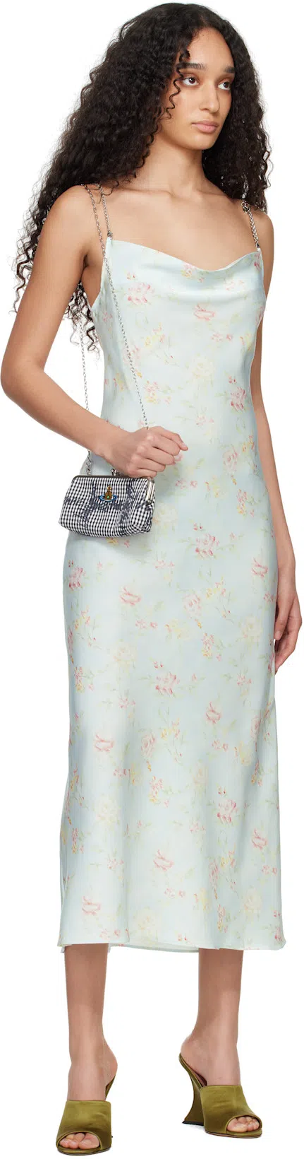 VIVIENNE WESTWOOD Black & White Db Frame Chain Bag In O302 Gingham/vw Blac