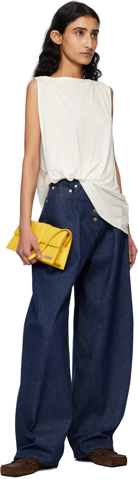 JACQUEMUS Haut Peplo Gathered Jersey Tank In White