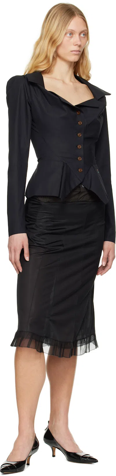 VIVIENNE WESTWOOD Mens Black Monday Puffed-shoulders Cotton Shirt