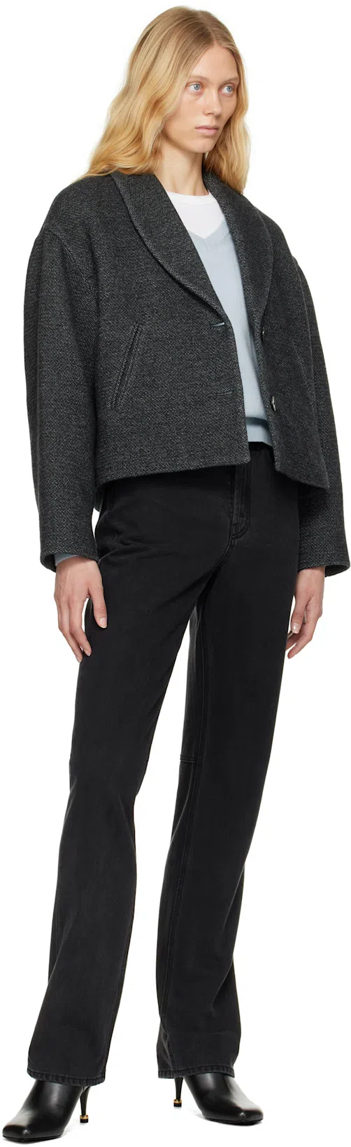 JACQUEMUS Le De-nîmes Court Flared Cropped Jeans In Black