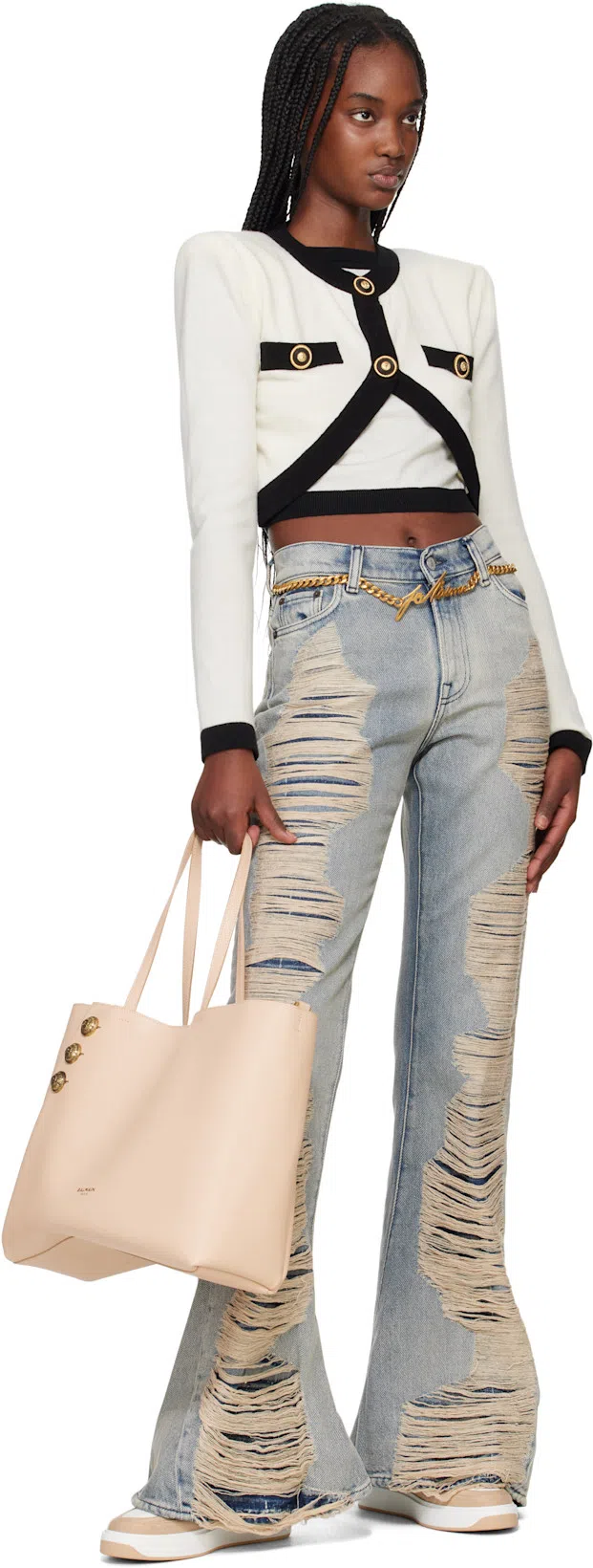 BALMAIN B-court Skate Sneakers In 0ez Nude Clair