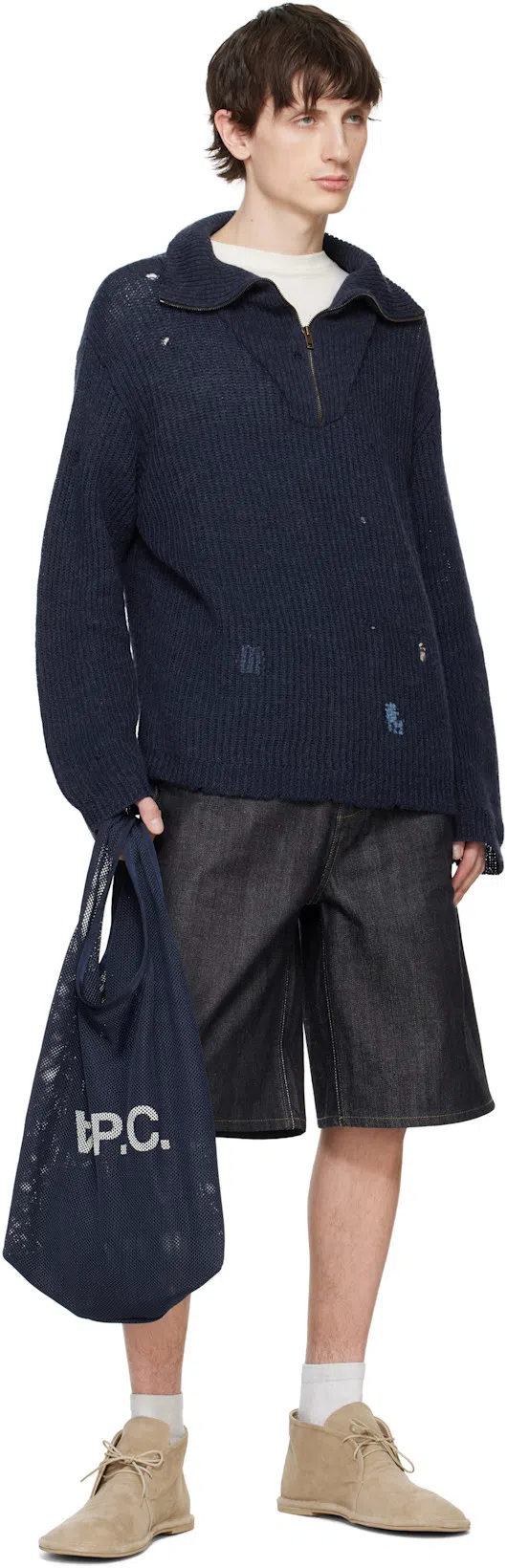 APC Navy Shopping Rebound Tote In Iau Night Blue