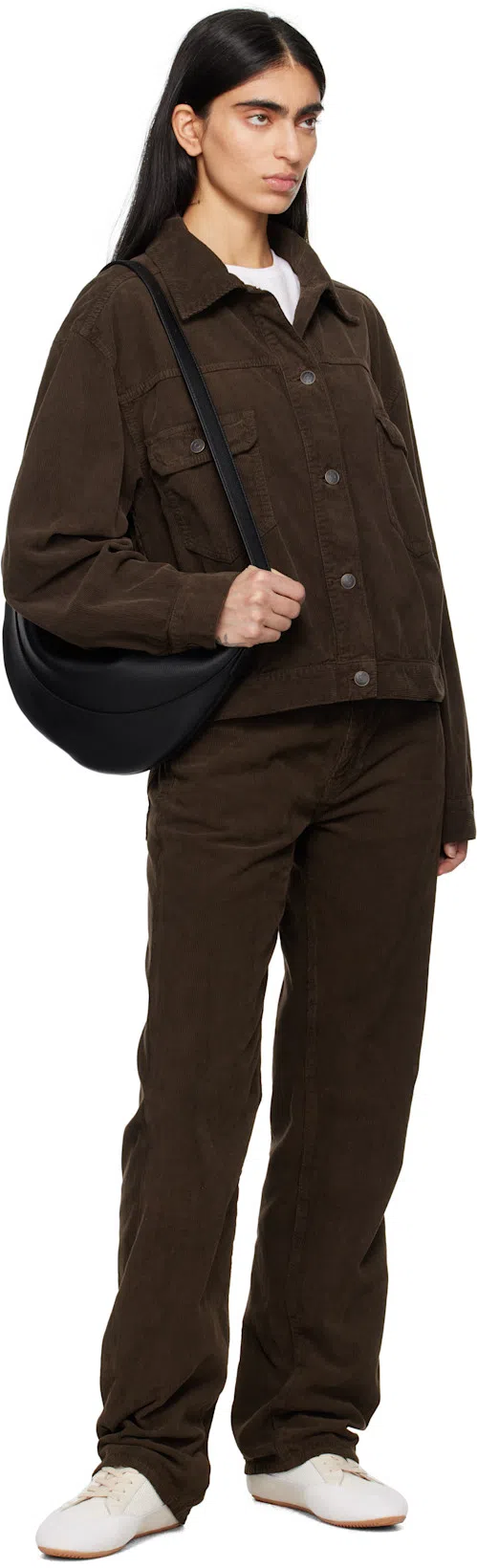 THE ROW Carlyl Corduroy Straight-leg Pants In Dark Coffee