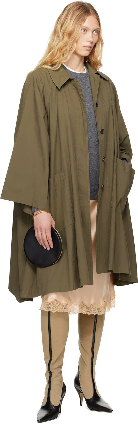 THE ROW Round Bracelet Matte Nappa Clutch In Black Ang