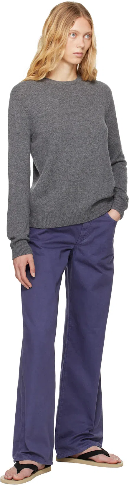 THE ROW Jayad Cashmere Knit Sweater In Heather Grey