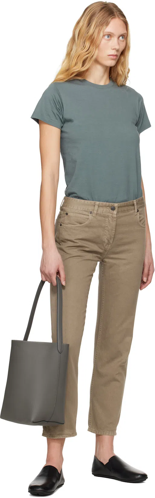 THE ROW Calibi Silk Blend Crew Neck T-shirt In Black