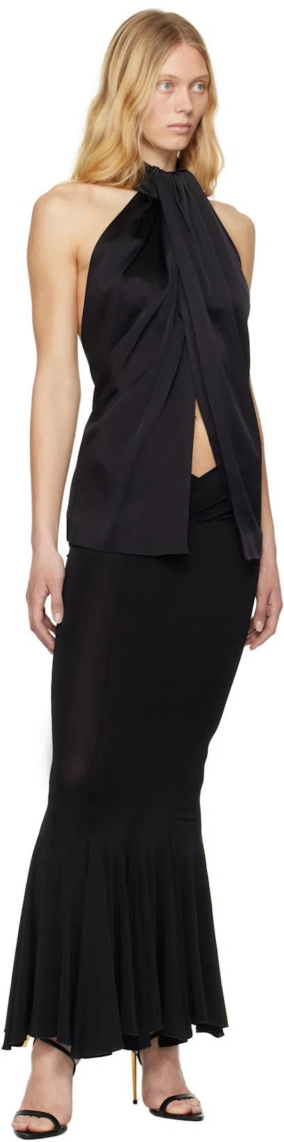 TOM FORD Black Shiny Padlock Pointy Naked Heeled Sandals In Multi