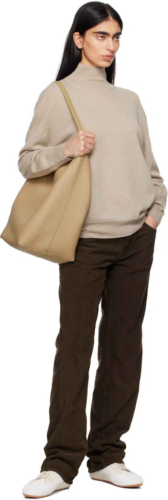 THE ROW Carlyl Corduroy Straight-leg Pants In Dark Coffee