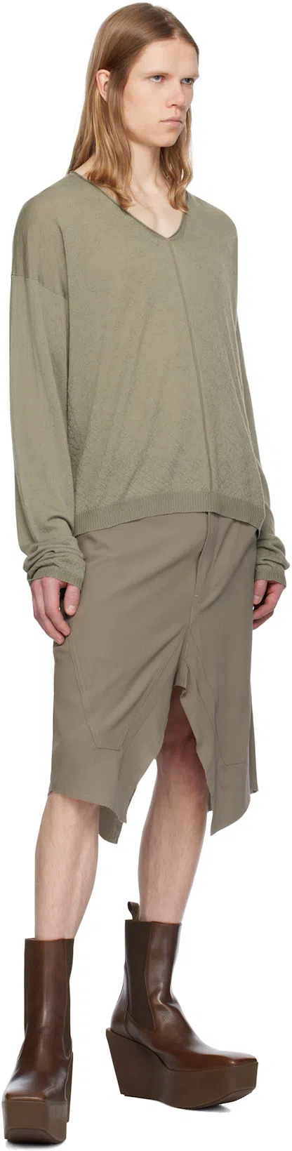 RICK OWENS Brown Hollywoode Sliver Platform Beatles Chelsea Boots In 14 Mahogany