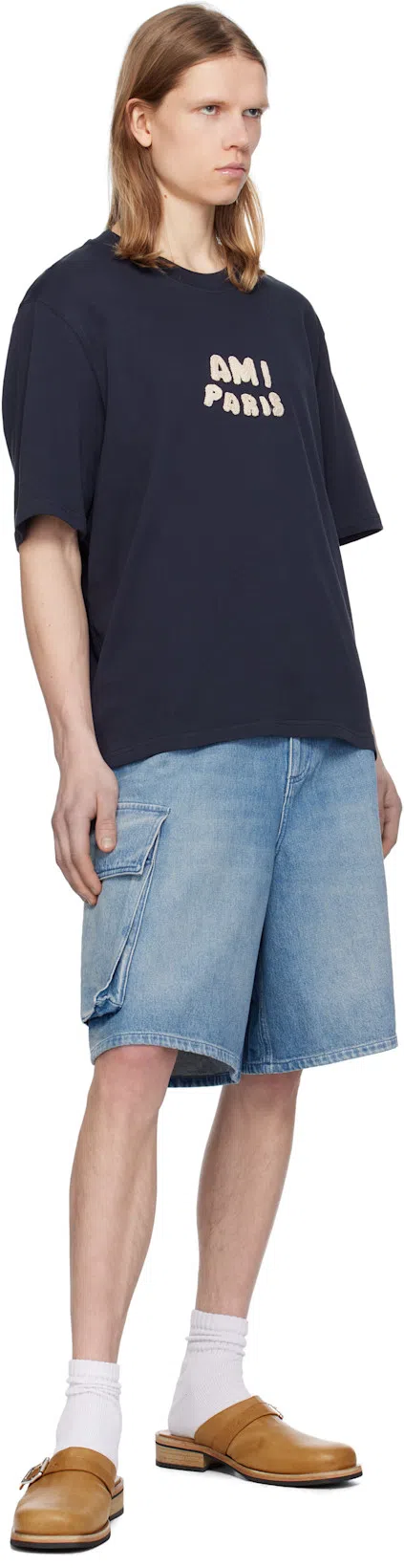 JW ANDERSON J. W. Anderson Delavé Wide-leg Cotton Denim Bermuda Shorts In Blue