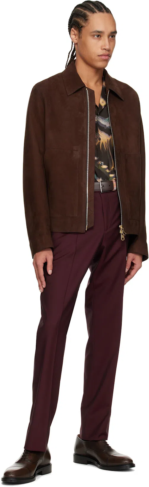 PAUL SMITH Artistic Print Black Long Sleeve Shirt With Classic Collar In Multi