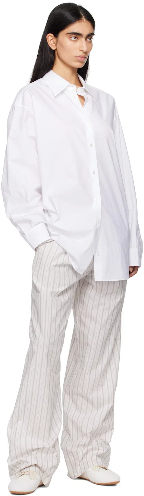 THE ROW Hypnosta Trousers In White With Stripes