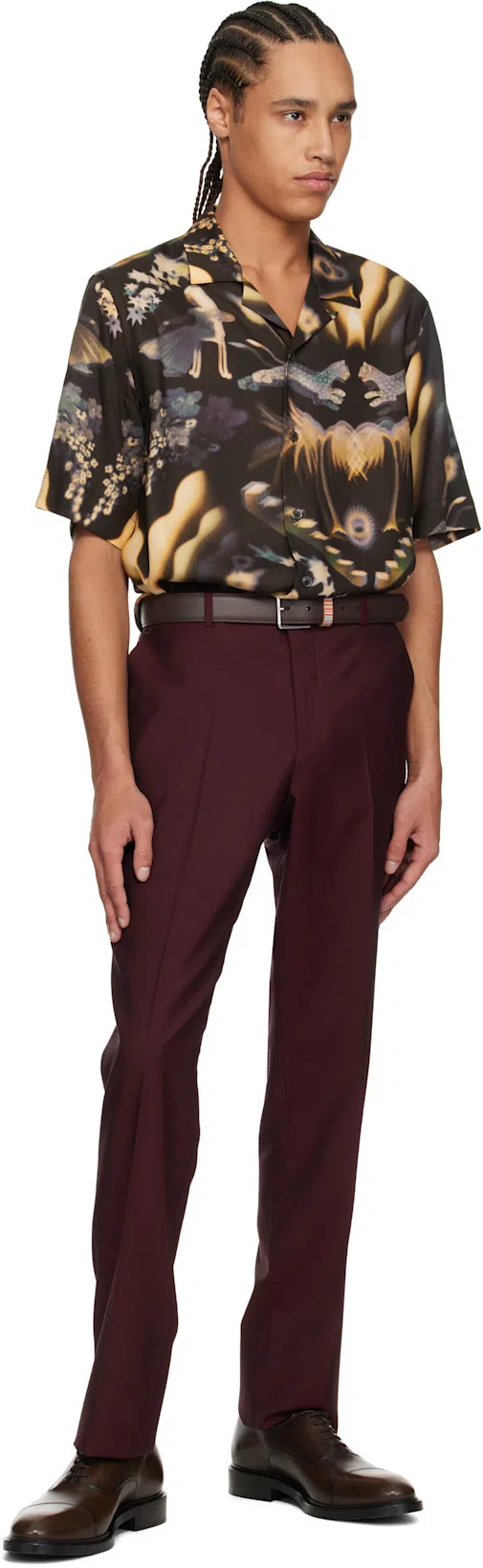 PAUL SMITH Artistic Print Black Long Sleeve Shirt With Classic Collar In Multi