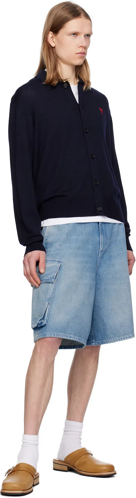JW ANDERSON J. W. Anderson Delavé Wide-leg Cotton Denim Bermuda Shorts In Blue
