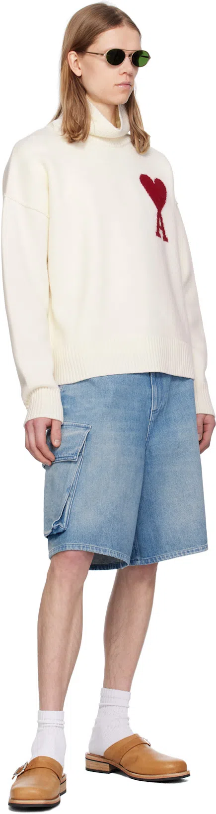 JW ANDERSON J. W. Anderson Delavé Wide-leg Cotton Denim Bermuda Shorts In Blue