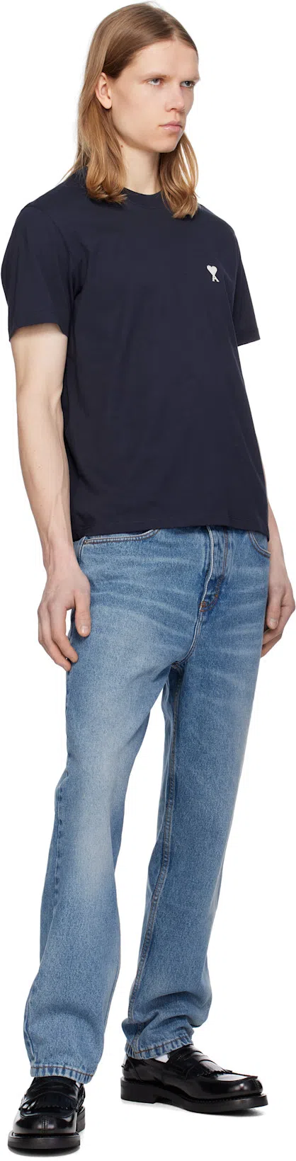 AMI ALEXANDRE MATTIUSSI Ami De Coeur Logo-embroidered T-shirt In Gray