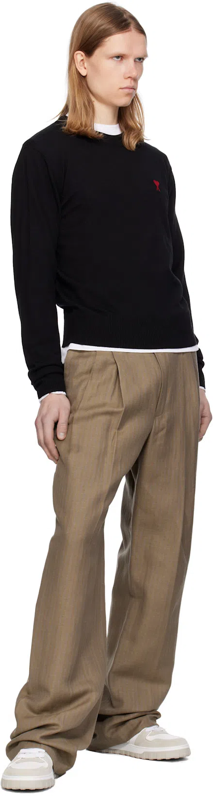 AMI ALEXANDRE MATTIUSSI Pull Col Rond Ami Paris De Coeur In Black