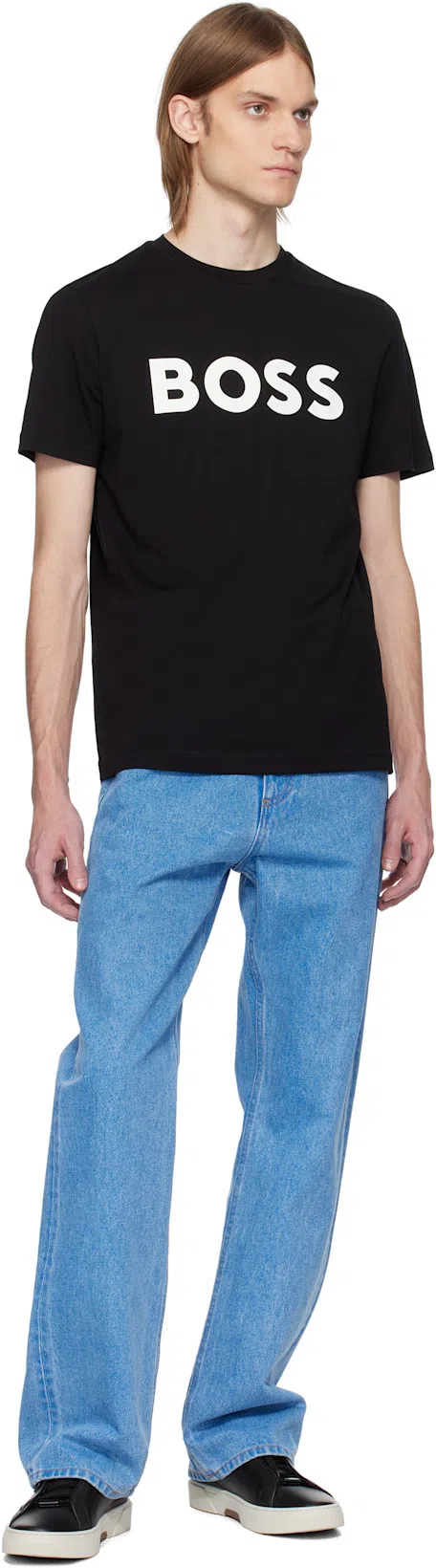 HUGO BOSS Boss Tiburt 354 Logo Print T Shirt In Nero