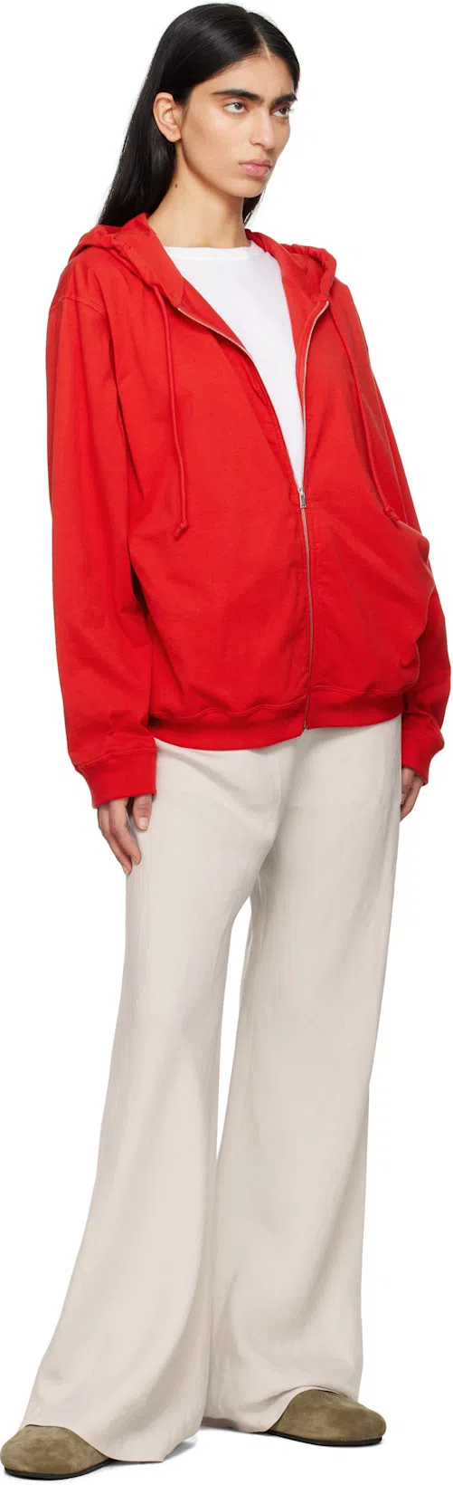 THE ROW Beige Hudson Suede Slide Loafers In Green