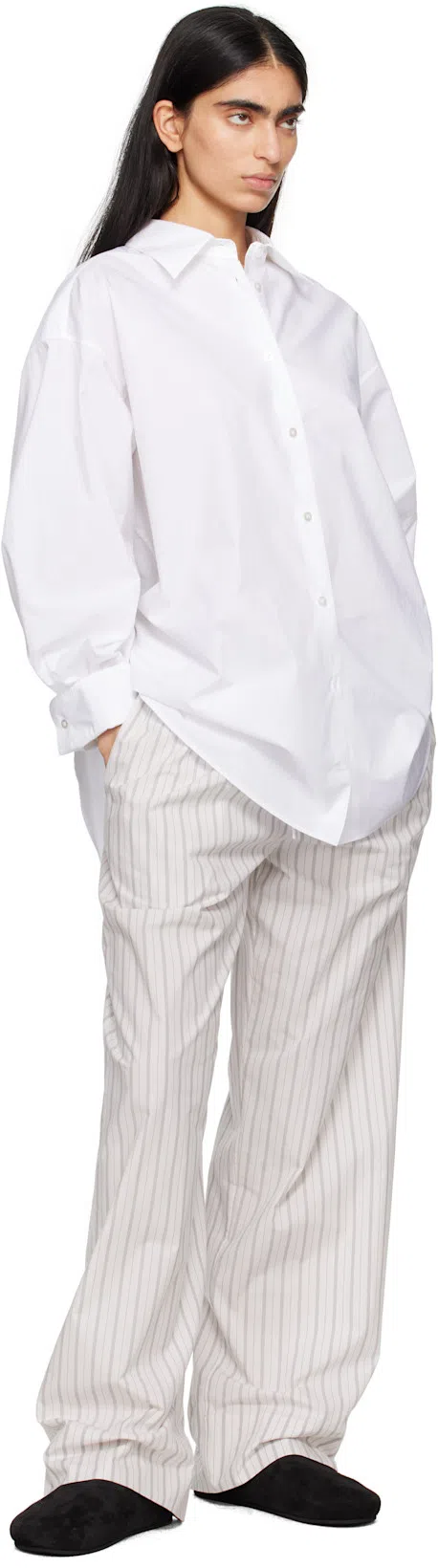 THE ROW Hypnosta Trousers In White With Stripes
