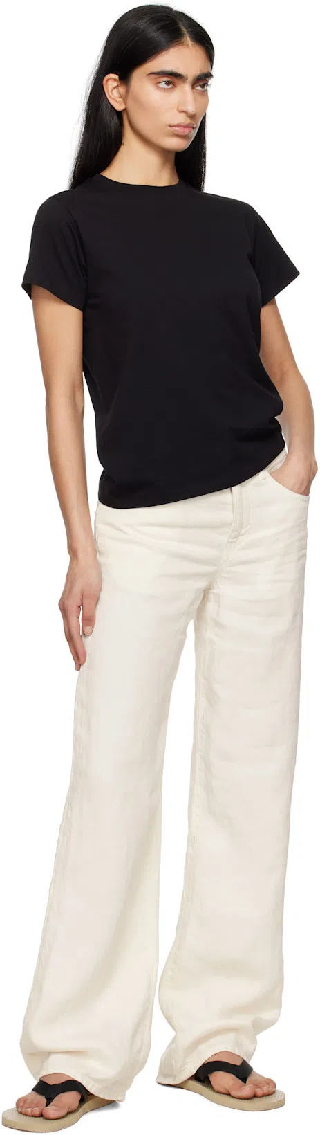 THE ROW Calibi Silk Blend Crew Neck T-shirt In Black