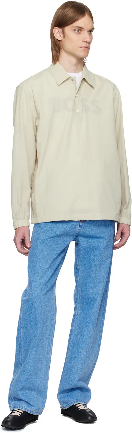 HUGO BOSS Beige Nylon Polo In 271-light Beige