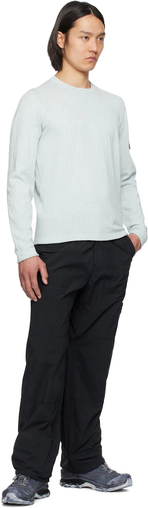 STONE ISLAND Light Grey Cotton Fine Knit Sweaters In Gray