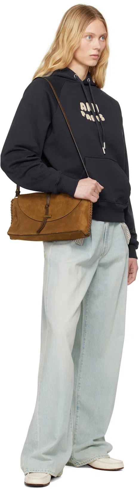 AMI ALEXANDRE MATTIUSSI Ami Paris Logo-print Hoodie In Bleu Marine