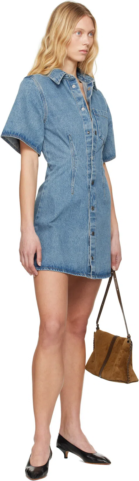 AMI ALEXANDRE MATTIUSSI Mini Dress Ami De Coeur In Denim In Blue