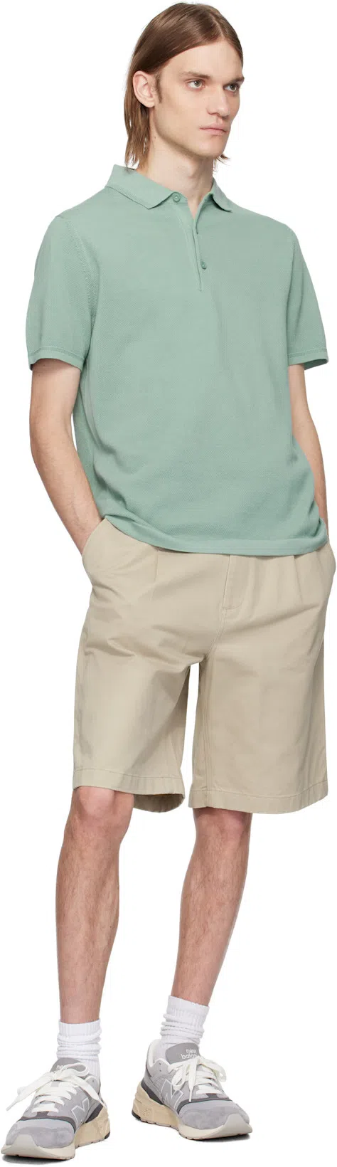 REIGNING CHAMP Green Supima Pique Ace Polo In Sage