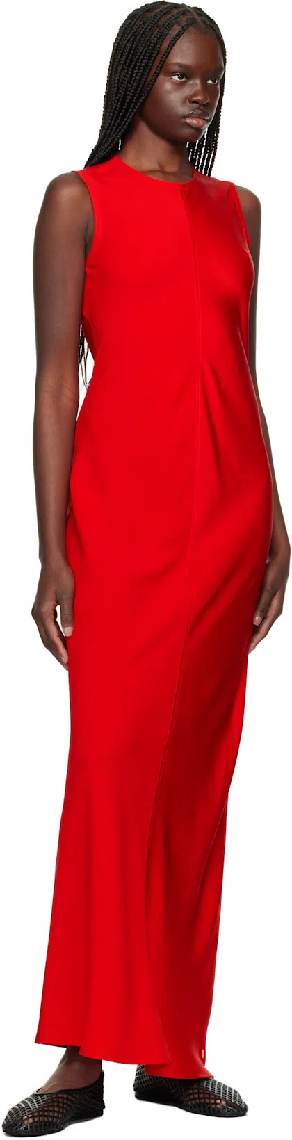 AMI ALEXANDRE MATTIUSSI Ami Paris Sleeveless Maxi Dress In Coquelicot