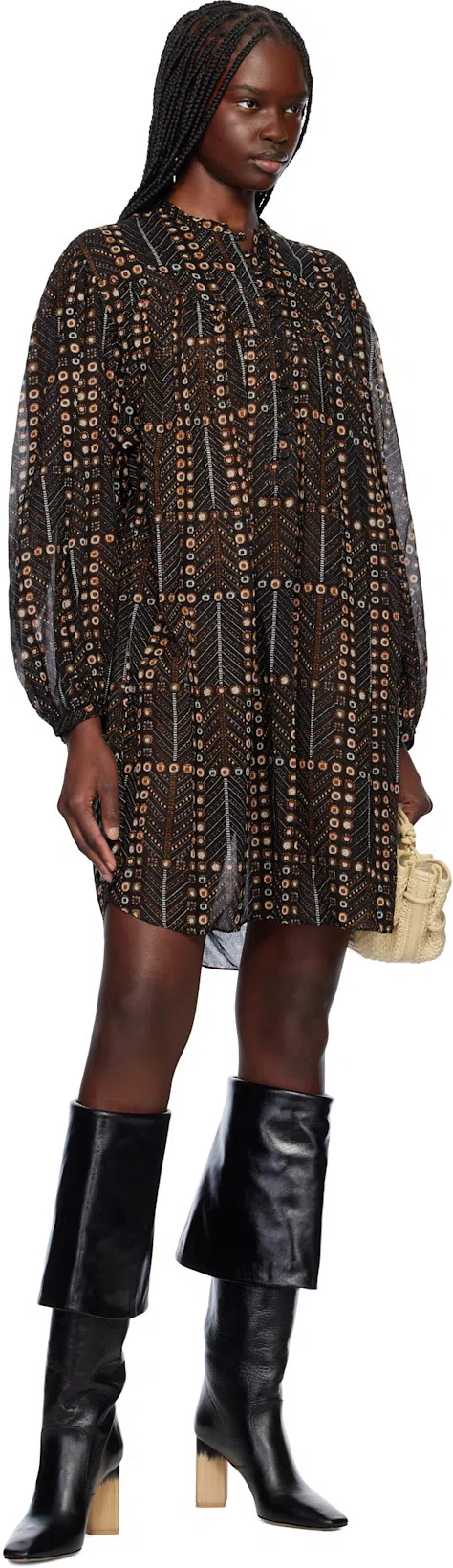 CHLOÉ High Heel Knee-high Square Toe Boot In Multi