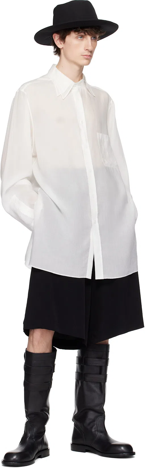 YOHJI YAMAMOTO Camicia Oversize In Cellulosa Bianca  Uomo In White