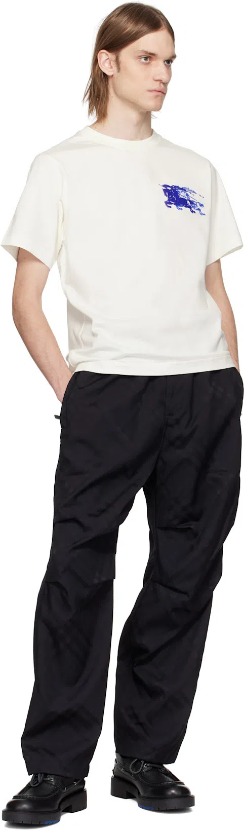 BURBERRY Black Check Nylon Track Pants In Black Ip Check