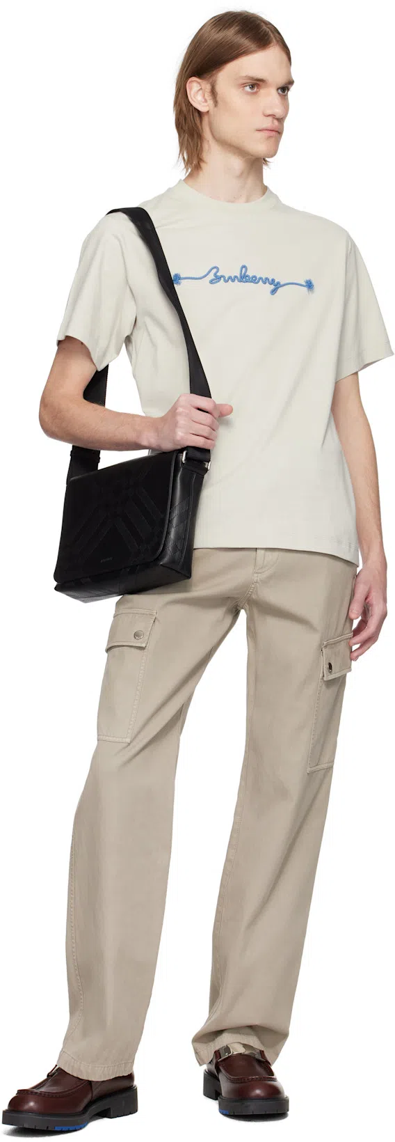 BURBERRY Straight-leg Garment-dyed Cotton-twill Cargo Trousers In Heron