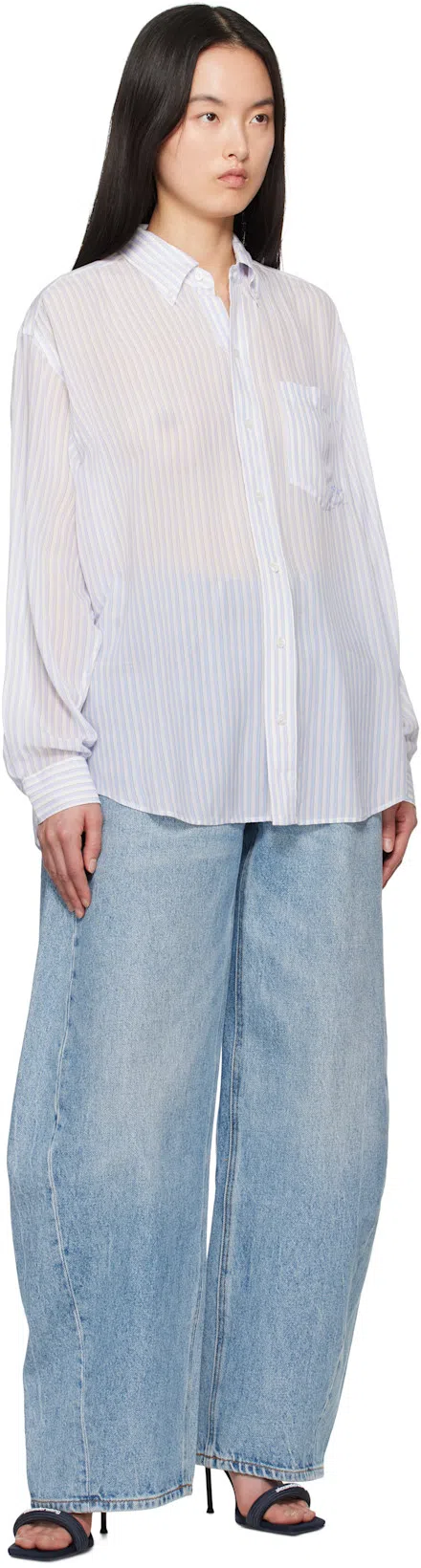 ALEXANDER WANG Navy Julie 105mm Nylon Tubular Heeled Sandals In Uniform Blue