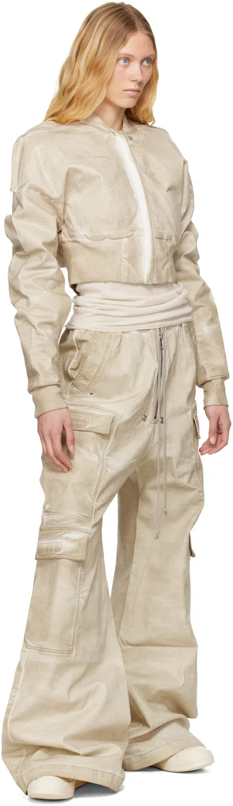 RICK OWENS DRKSHDW Beige Hollywood Double Cargo Jumbo Belas Jeans In 81 Parchment