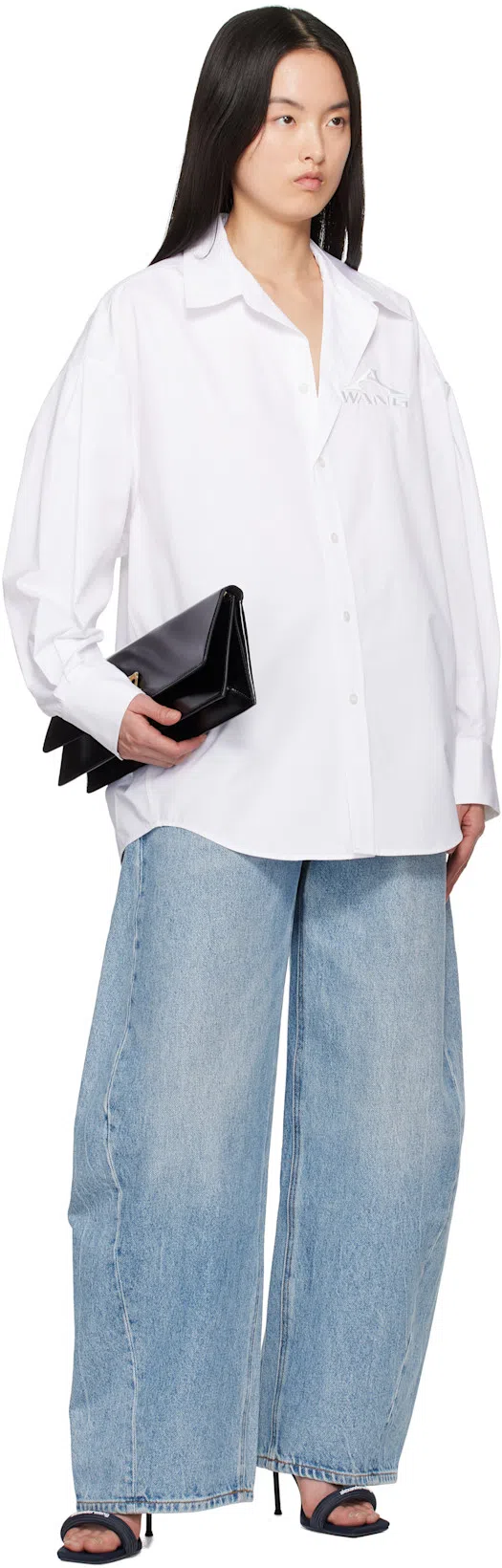 ALEXANDER WANG Navy Julie 105mm Nylon Tubular Heeled Sandals In Uniform Blue