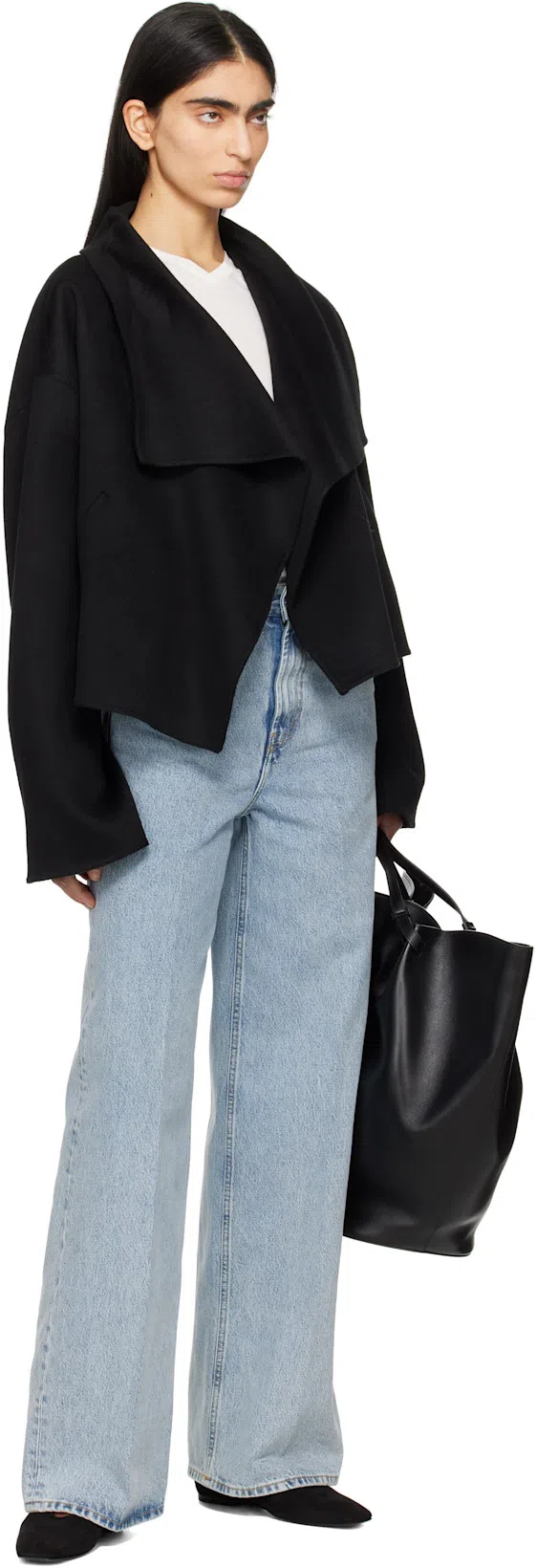 TOTÊME Minimalist Velvet Ballerinas In Black