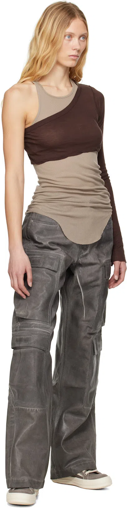 RICK OWENS DRKSHDW Gray Hollywood Double Cargo Jeans In 78 Drkdust