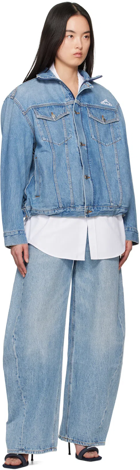 ALEXANDER WANG Navy Julie 105mm Nylon Tubular Heeled Sandals In Uniform Blue