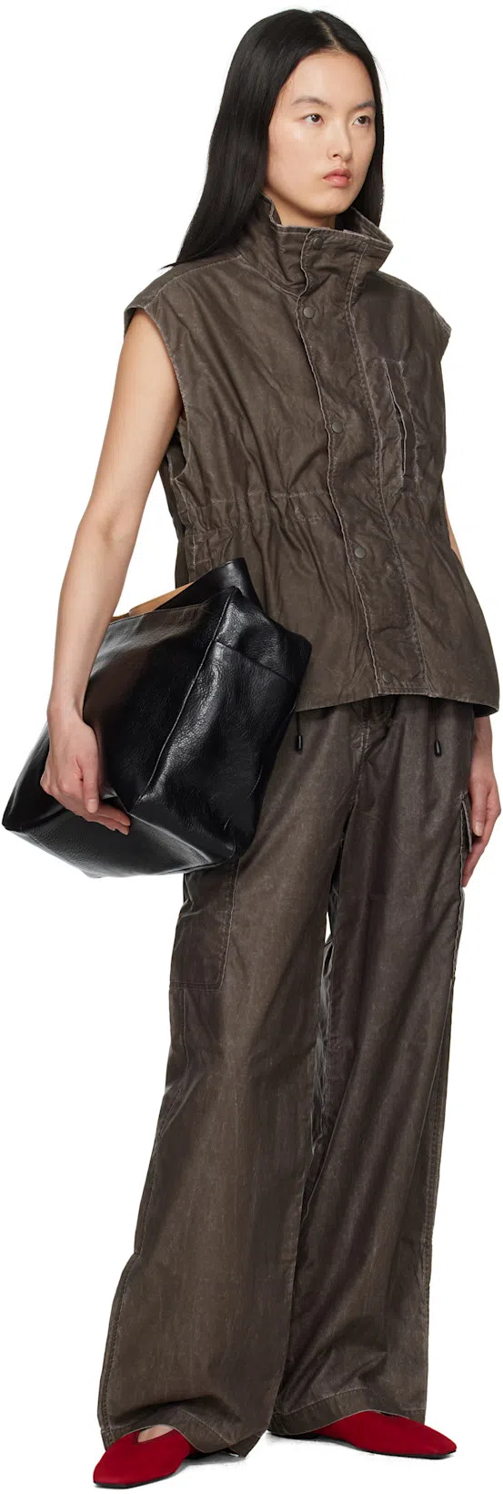 TOTÊME Toteme Minimalist Suede Ballet Flats In Red