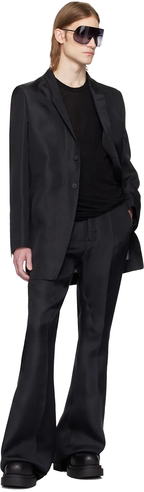 RICK OWENS Chunky Sole Ankle Boots With Elastic Panels In Black