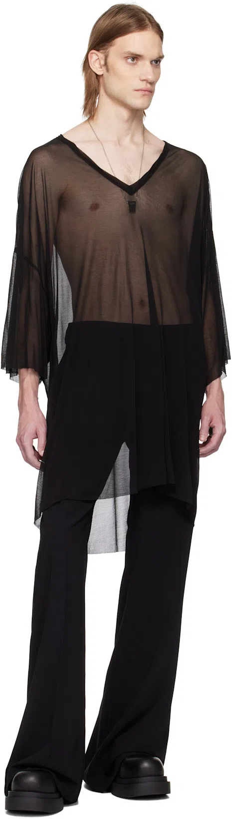 RICK OWENS Chunky Sole Ankle Boots With Elastic Panels In Black