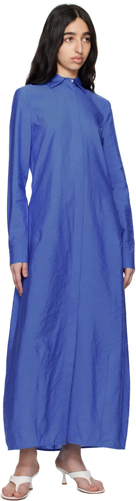 TOTÊME Toteme Silk Chemisier Dress In Clear Blue